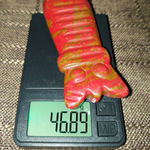 3.25’’ Hand Carved Old Chicken Bloodstone Lucky Wisdom Owl Amulet Necklace - Picture 10 of 11